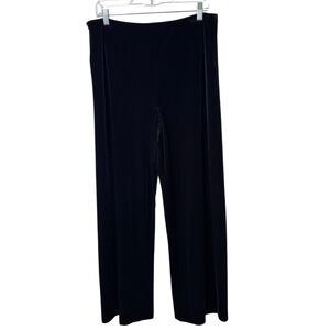 Alex‎ Evenings Velvet Dress Pants L Black Wide Leg Formal